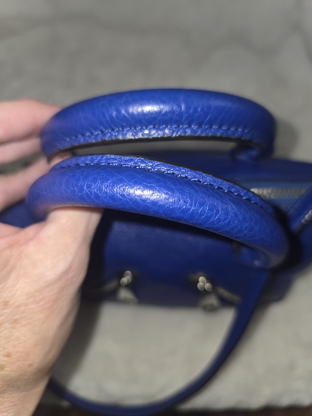 Rebecca Minkoff Cobalt Blue & Silver Micro Moto Satchel & Crossbody Purse Bag - Picture 6 of 16